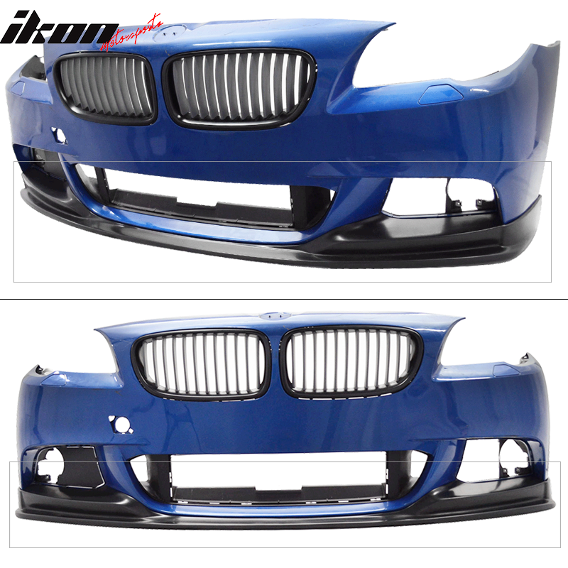 Front Bumper Lip Compatible With 2011-2016 BMW F10 5 Series, Black PU Front Lip Finisher Under Chin Spoiler Add On by IKON MOTORSPORTS, 2012 2013 2014 2015