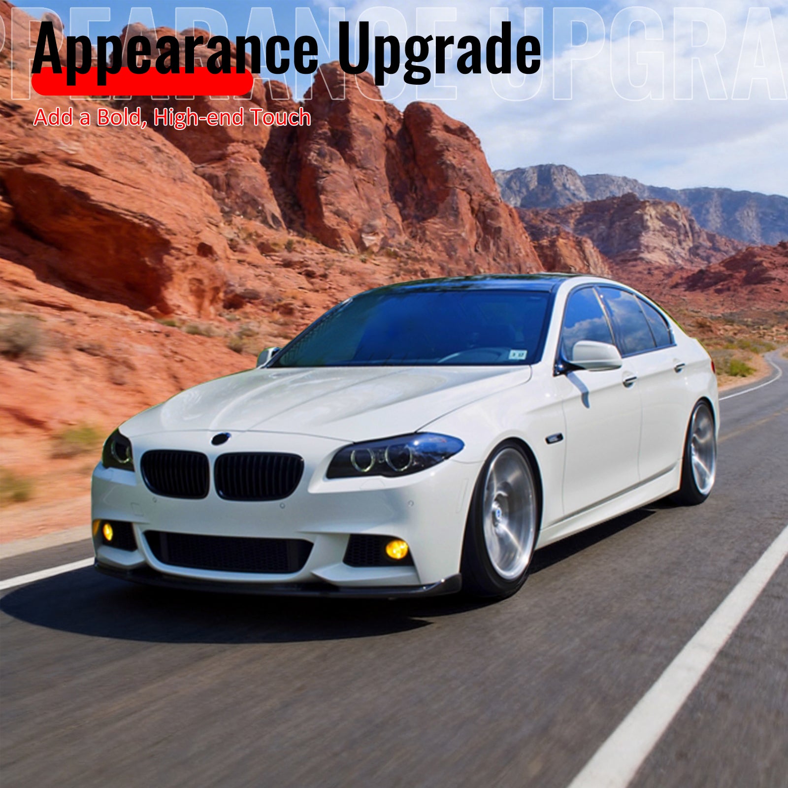 Fits 11-16 BMW F10 5-Series Sedan M Sport HM Style Front Bumper Lip Gloss Black