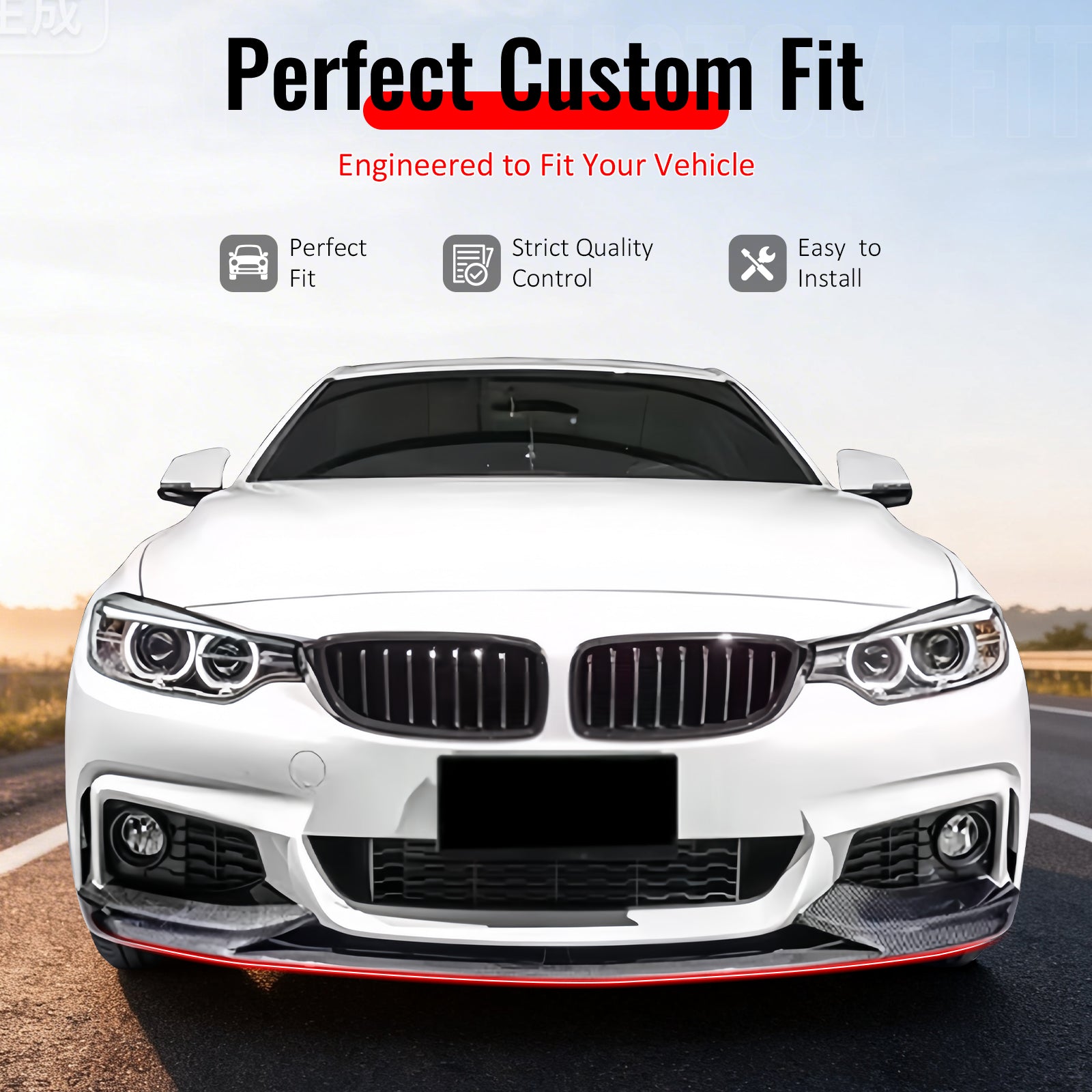 Fits 11-16 BMW F10 5 Series MP Style Front Bumper Lip Spoiler Carbon Fiber Print