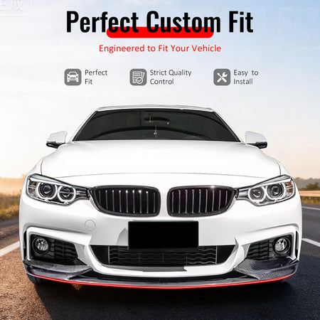 Fits 11-16 BMW F10 5 Series MP Style Front Bumper Lip Spoiler Carbon Fiber Print
