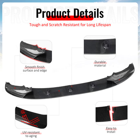 Fits 11-16 BMW F10 5 Series MP Style Front Bumper Lip Spoiler Carbon Fiber Print