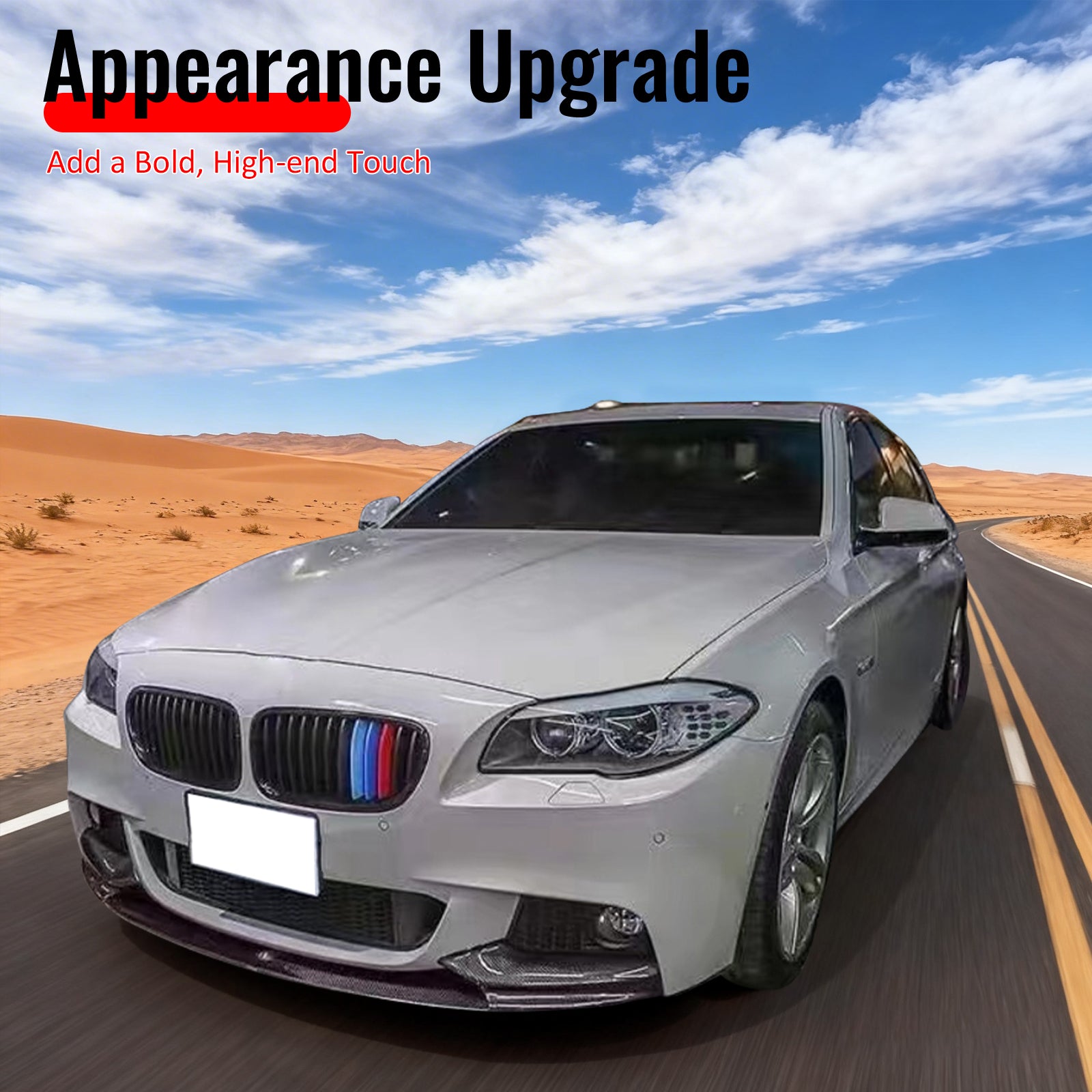 Fits 11-16 BMW F10 5 Series MP Style Front Bumper Lip Spoiler Carbon Fiber Print