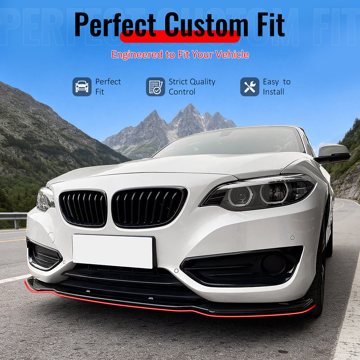 Fit 2014-2021 BMW F22 F23 2 Series Base Front Bumper Lip Ikon Style PP