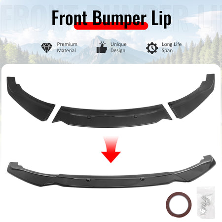 Fits 14-21 BMW F22 F23 2 Series Base Ikon Style Front Bumper Lip Gloss Black PP