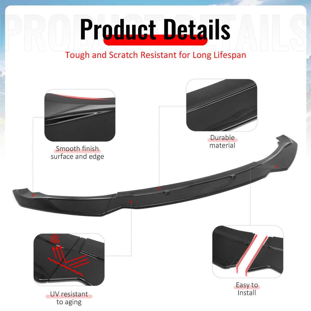 Fits 14-21 BMW F22 F23 2 Series Base Ikon Style Front Bumper Lip Gloss Black PP