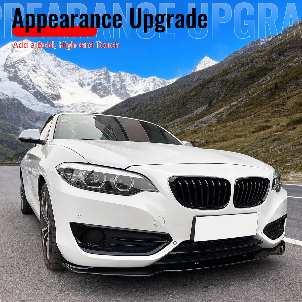 Fits 14-21 BMW F22 F23 2 Series Base Ikon Style Front Bumper Lip Gloss Black PP