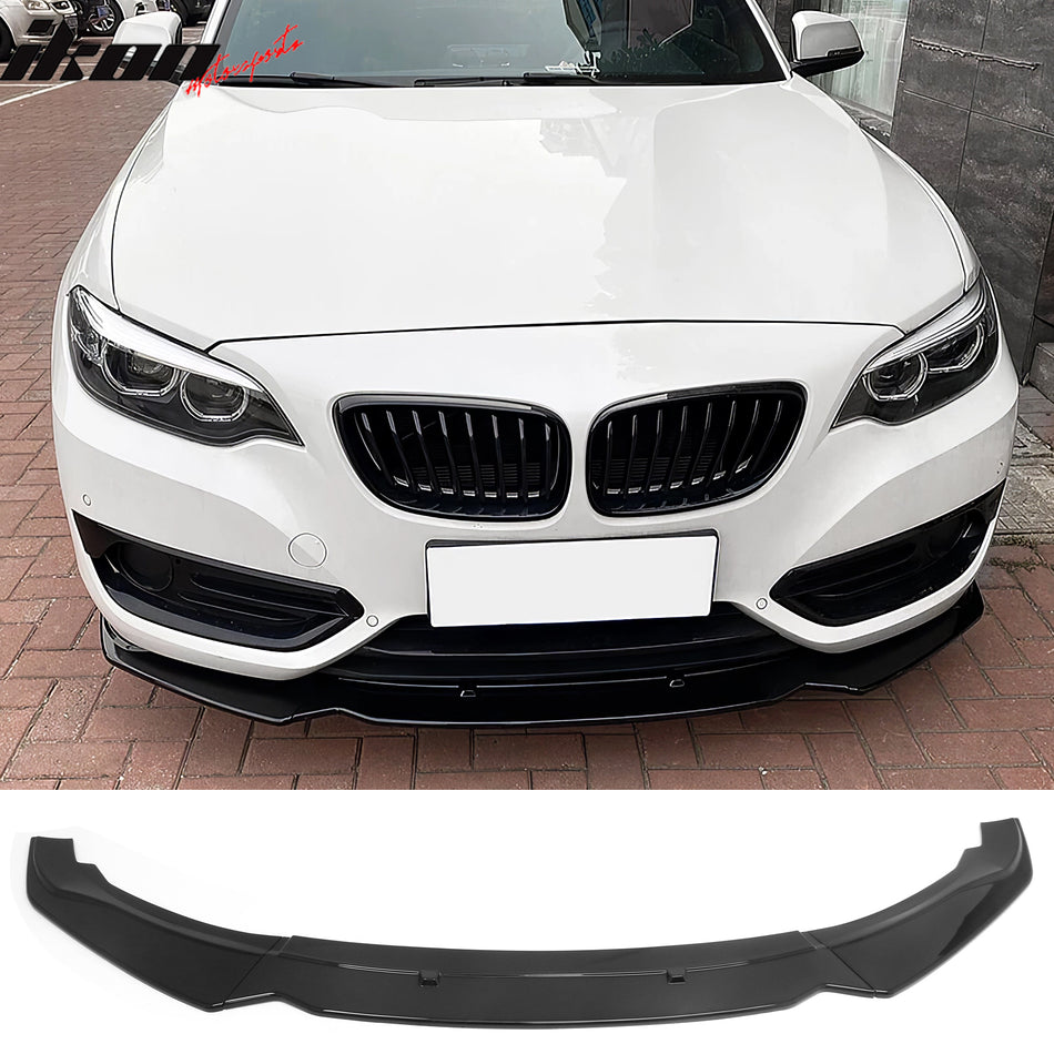 2014-2021 BMW F22 F23 2 Series Base Ikon Style Front Bumper Lip Gloss Black PP 3PCS