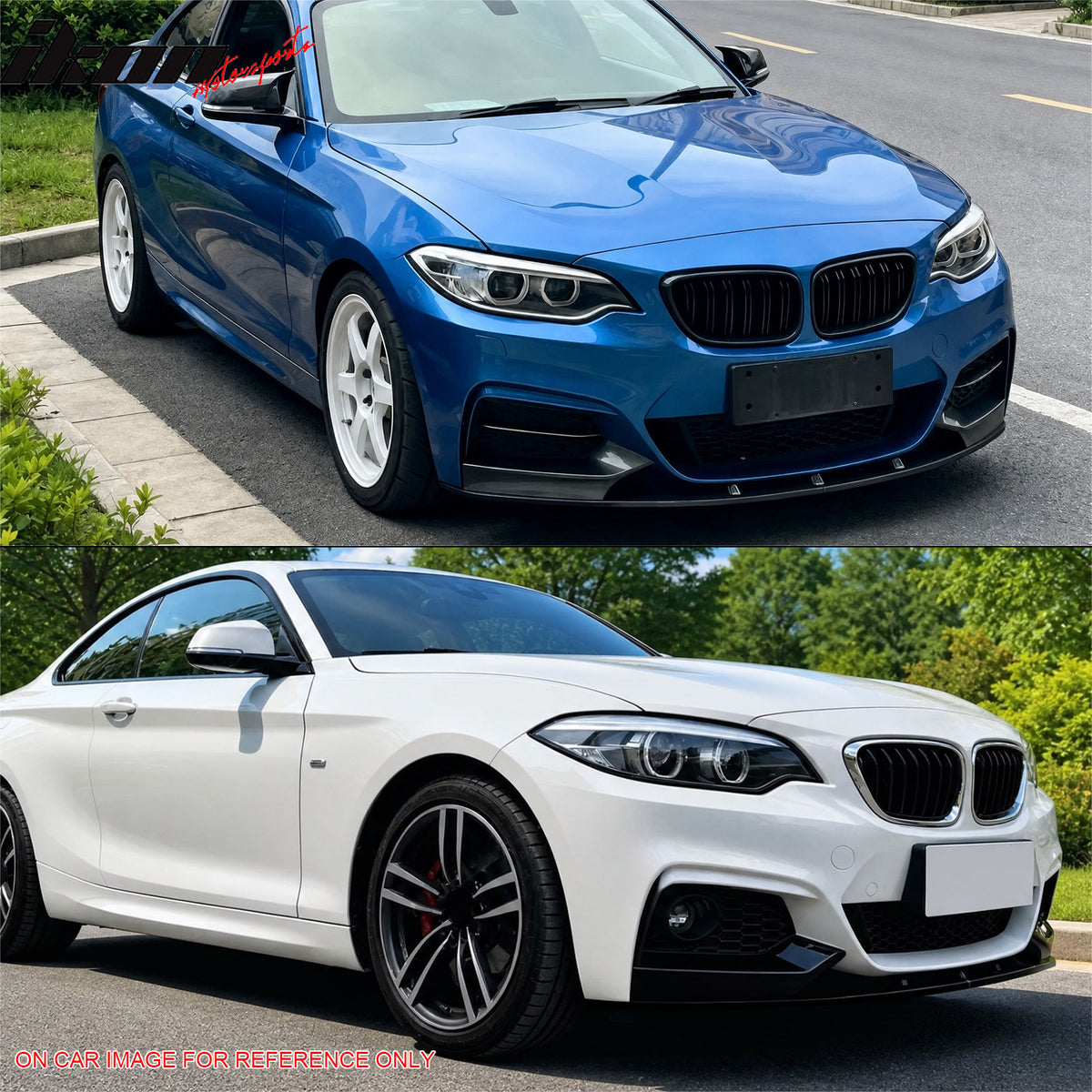 For 14-21 BMW 2 Series F22 F23 M Sport MP Style Front Bumper Lip Gloss Black 2PC