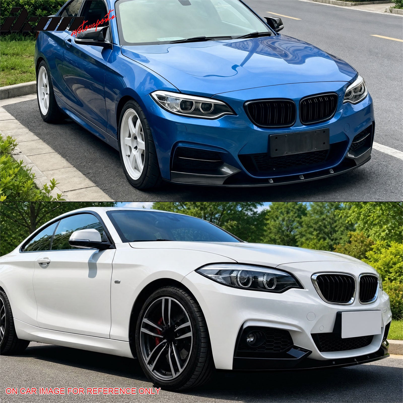 For 14-21 BMW 2 Series F22 F23 M Sport MP Style Front Bumper Lip Gloss Black 2PC