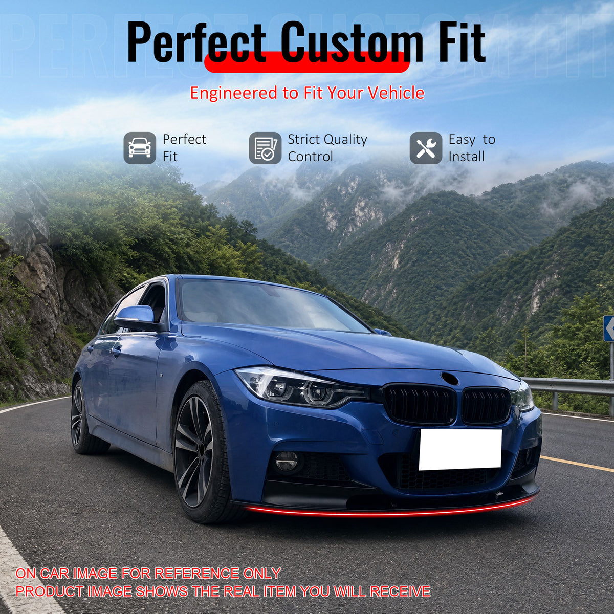 For 2012-2018 BMW 3 Series F30 F31 Front Bumper Lip MP Style Gloss Black