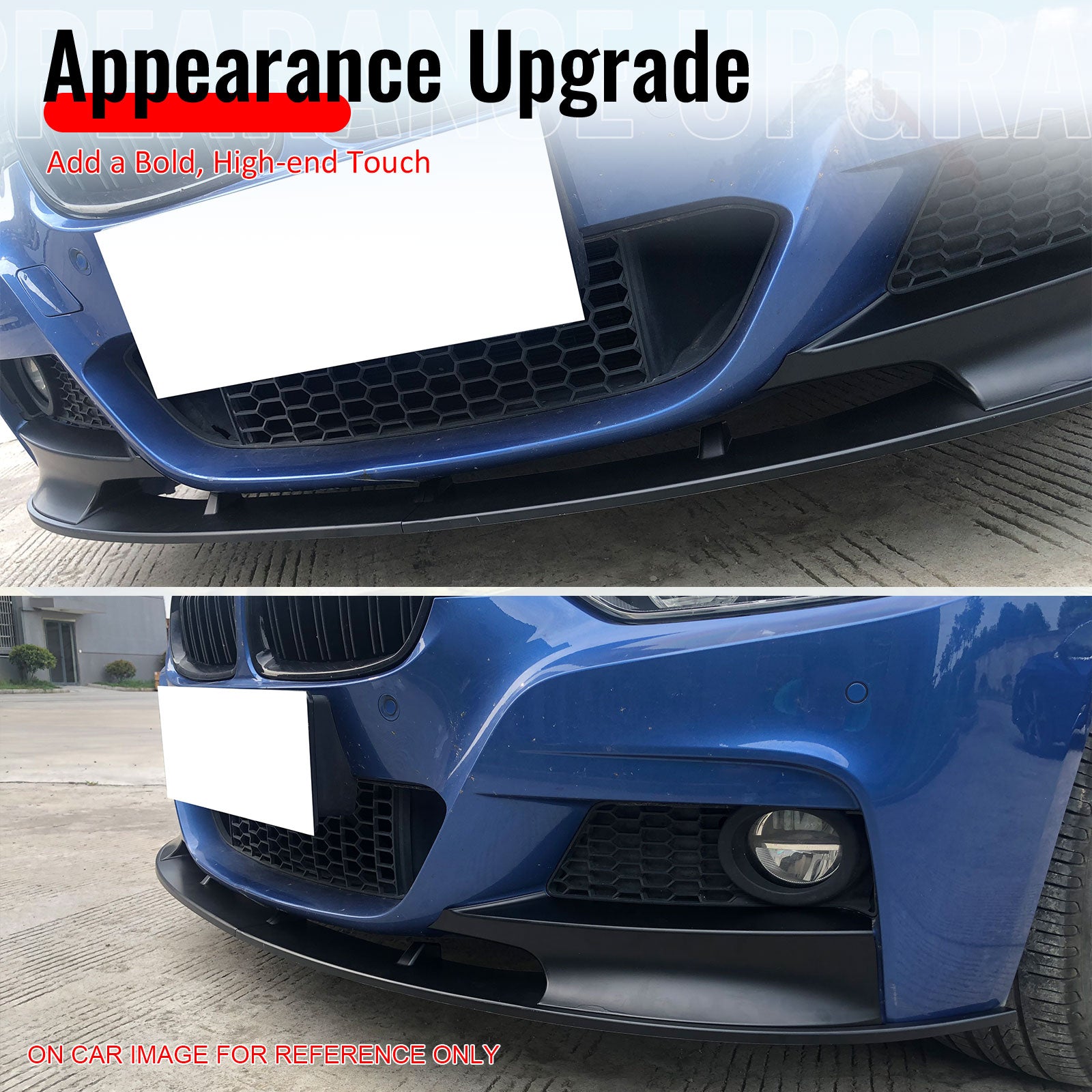 For 12-18 BMW 3 Series F30 F31 M Sport MP Style Front Bumper Lip Gloss Black 2PC
