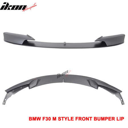 Front Bumper Lip Compatible With 2012-2018 BMW F30 3-SERIES, M Style PP Black Front Lip Spoiler Splitter by IKON MOTORSPORTS, 2013 2014 2015