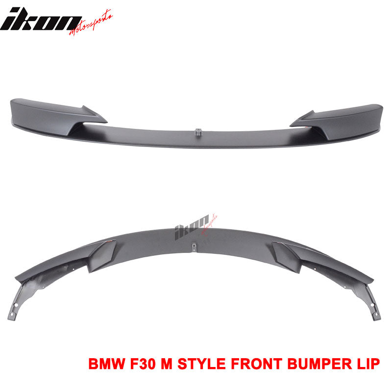 Front Bumper Lip Compatible With 2012-2018 BMW F30 3-SERIES, M Style PP Black Front Lip Spoiler Splitter by IKON MOTORSPORTS, 2013 2014 2015