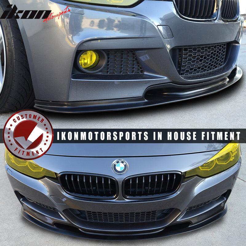 Fits 12-18 BMW F30 3 Series VR Style Front Bumper Lip Unpainted Black Spoiler PU
