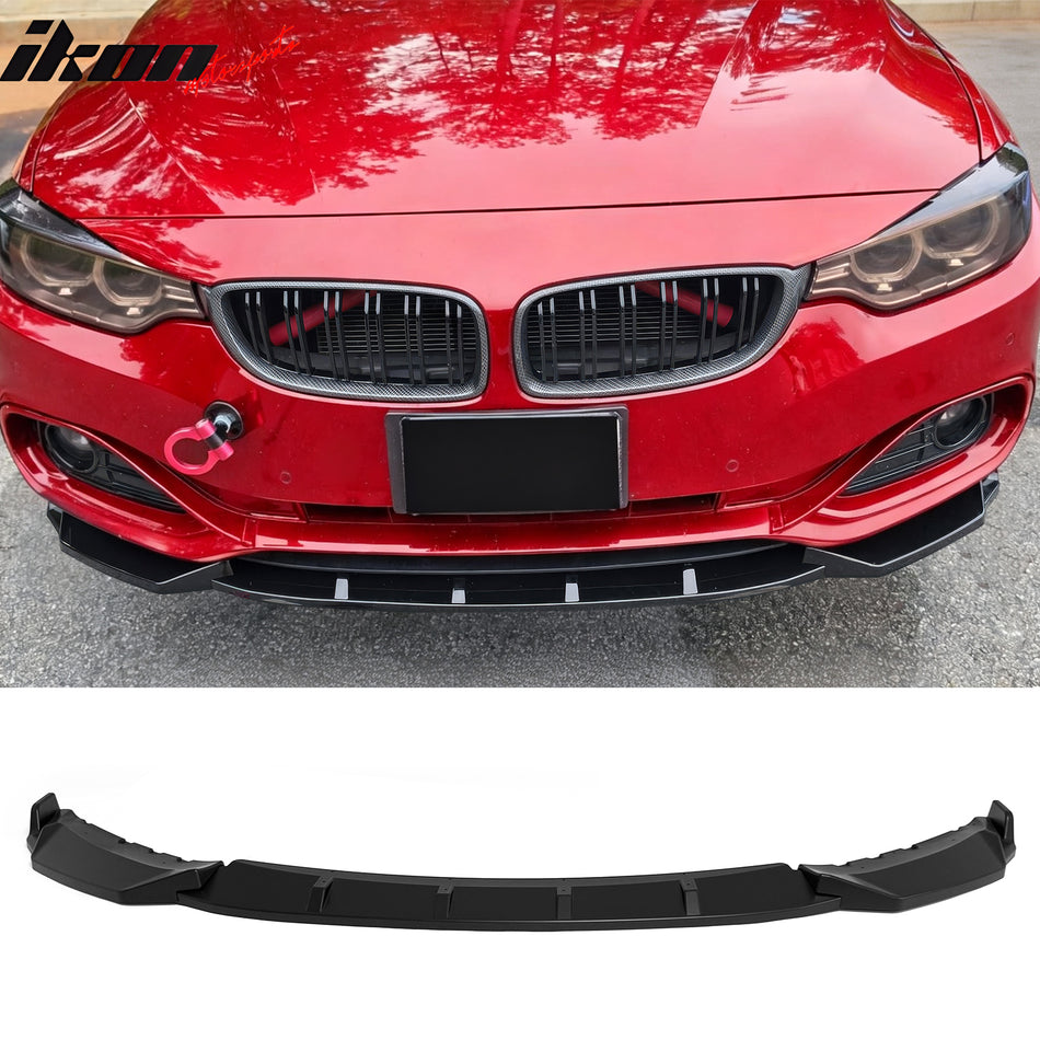 2014-2020 BMW 4-Series F32 Coupe & F33 Convertible & F36 Gran Coupe with Base Bumper Front Lower Bumper Lip Air Dam Chin Spoiler Unpainted Black