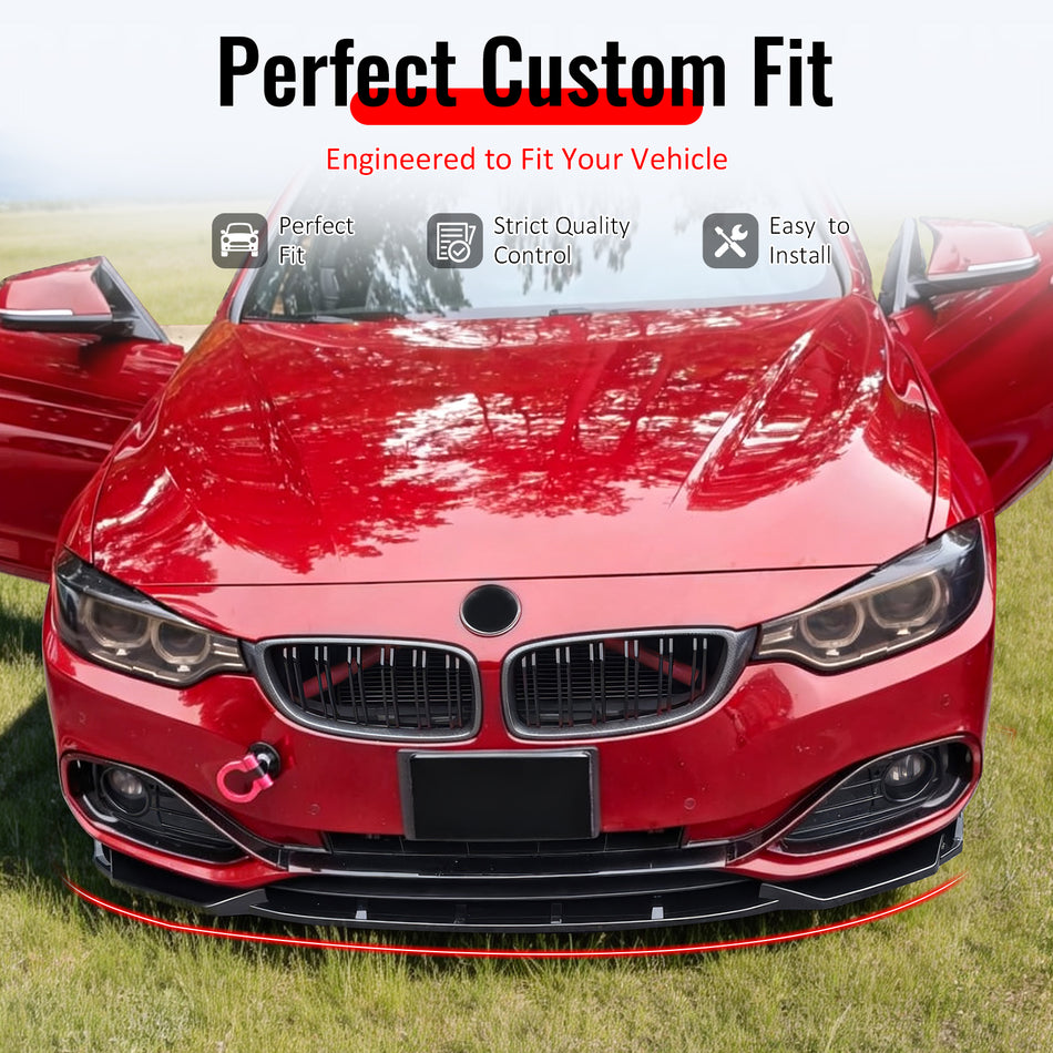 Fit 2014-2020 BMW 4-Series F32 F33 F36 Front Bumper Lip Gloss Black