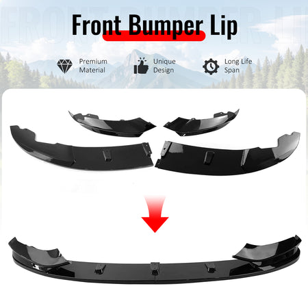 Fits 14-20 F32 F33 F36 4-Series 2/4 Door M Sport MP Front Bumper Lip Gloss Black