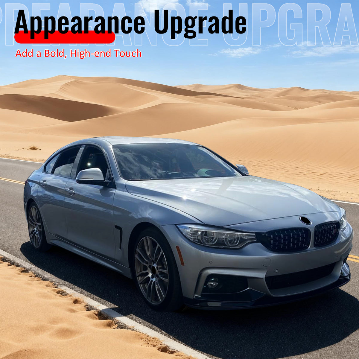 Fits 14-20 F32 F33 F36 4-Series 2/4 Door M Sport MP Front Bumper Lip Gloss Black