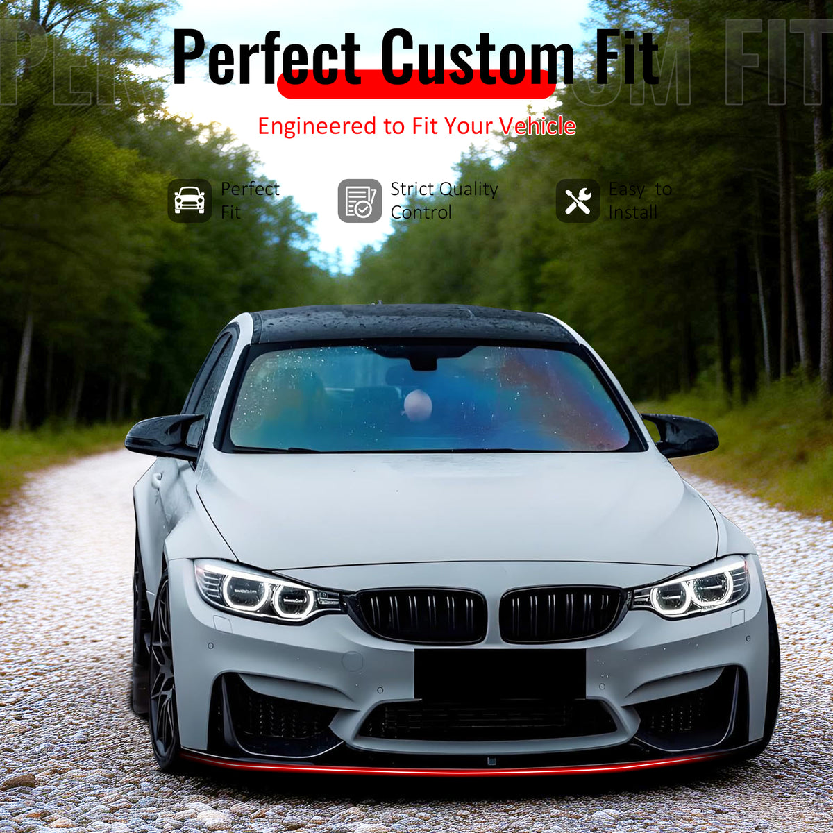 IKON MOTORSPORTS Front Bumper Lip, Compatible with 2015-2020 BMW F80 M3 F83 F82 M4, MP Style Gloss Black ABS Plastic Add-on Air Dam Chin Spoiler Protector Splitter 5PCS