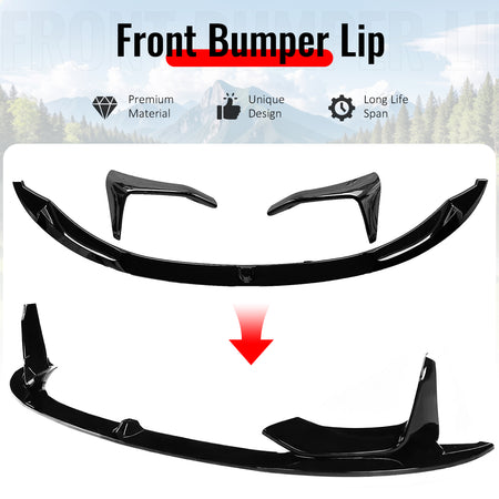 Fits 15-20 BMW F80 M3 F82 M4 MP Style Front Bumper Lip Spoiler Gloss Black ABS