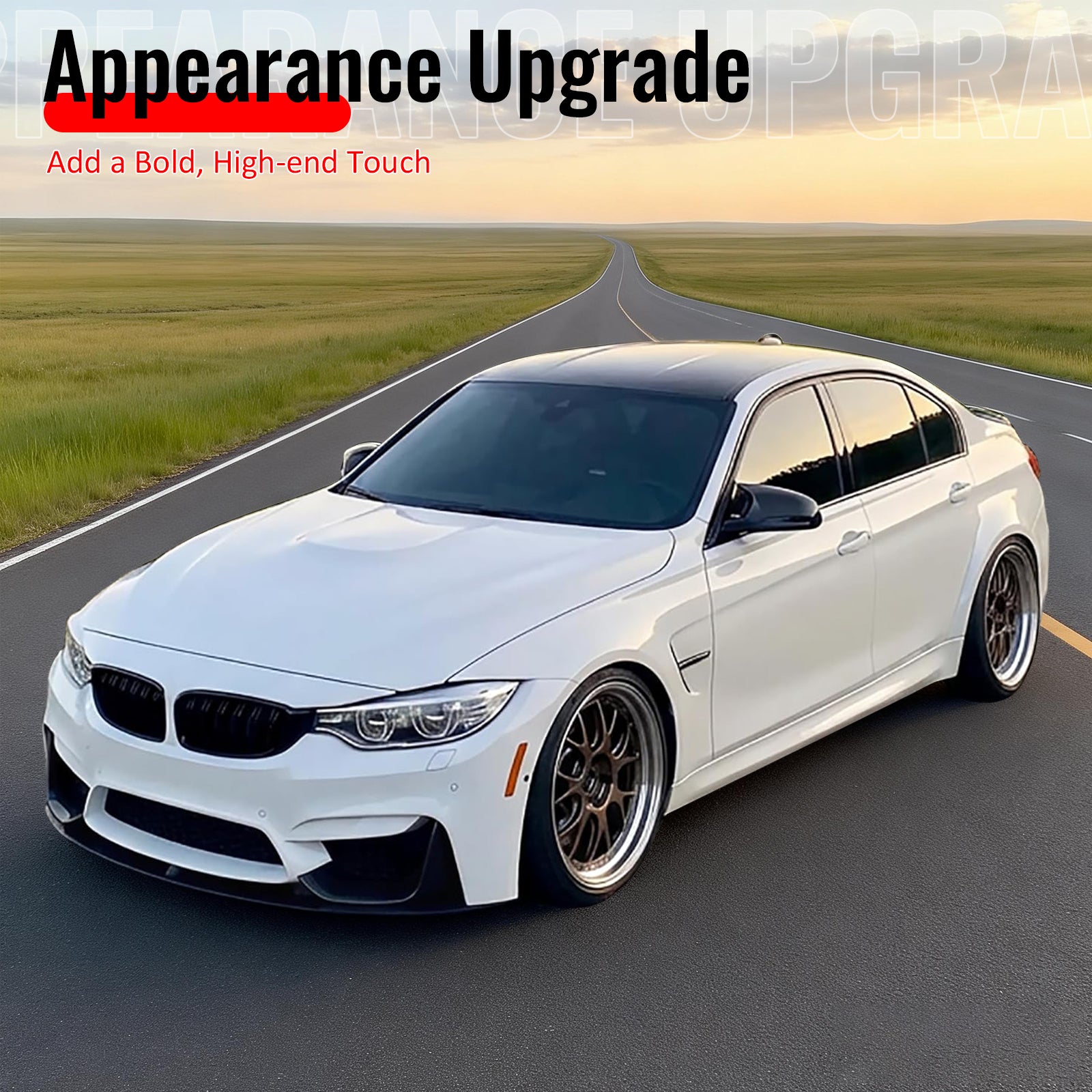 Fits 15-20 BMW F80 M3 F82 M4 MP Style Front Bumper Lip Spoiler Gloss Black ABS