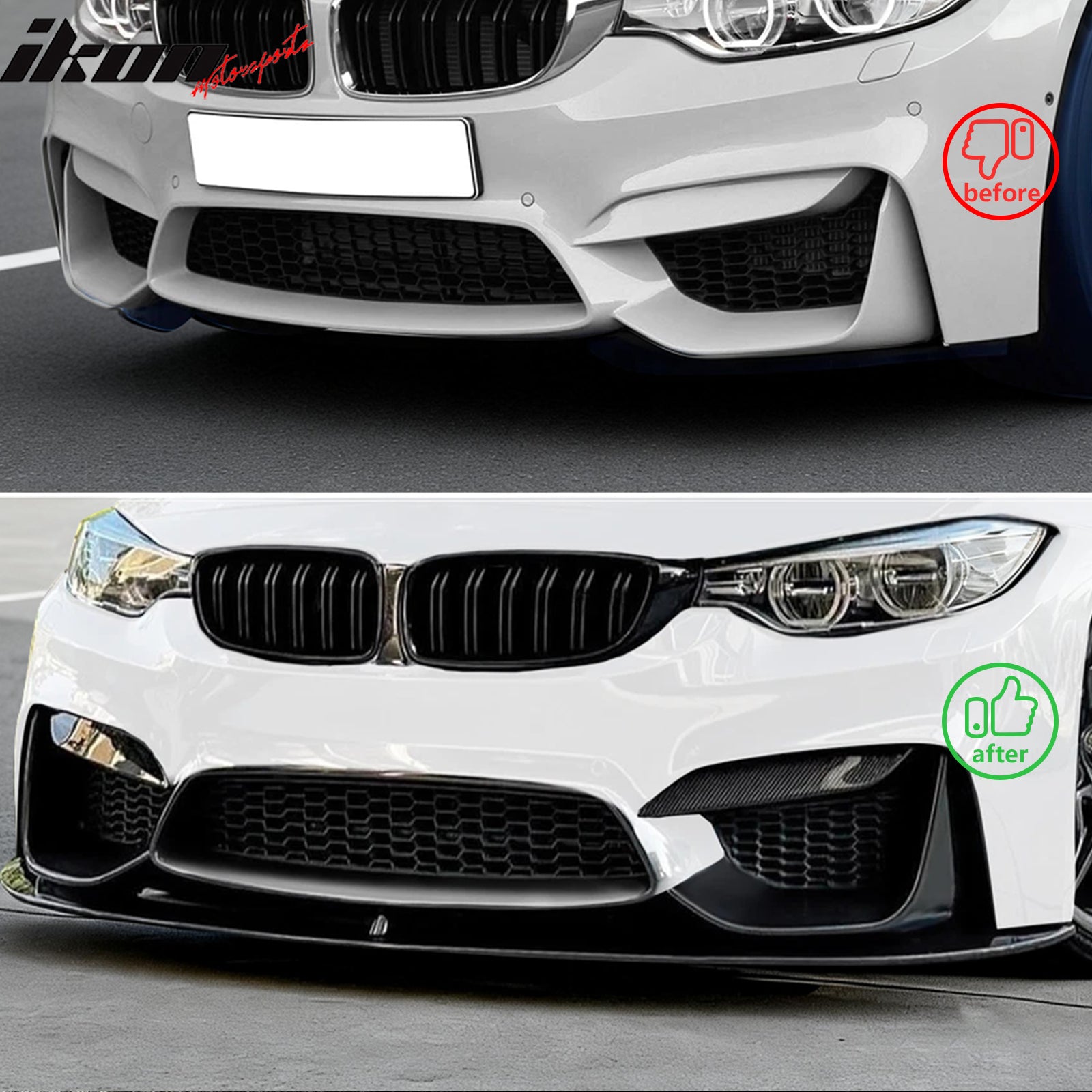 Fits 15-20 BMW F80 M3 F82 M4 MP Style Front Bumper Lip Spoiler Gloss Black ABS