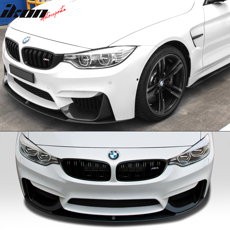 Front Bumper Lip Compatible With 2015-2020 BMW F80 M3 F82 M4, 2Dr Performance Style Front Bumper Chin Spoiler 3PC Set by IKON MOTORSPORTS, 2016