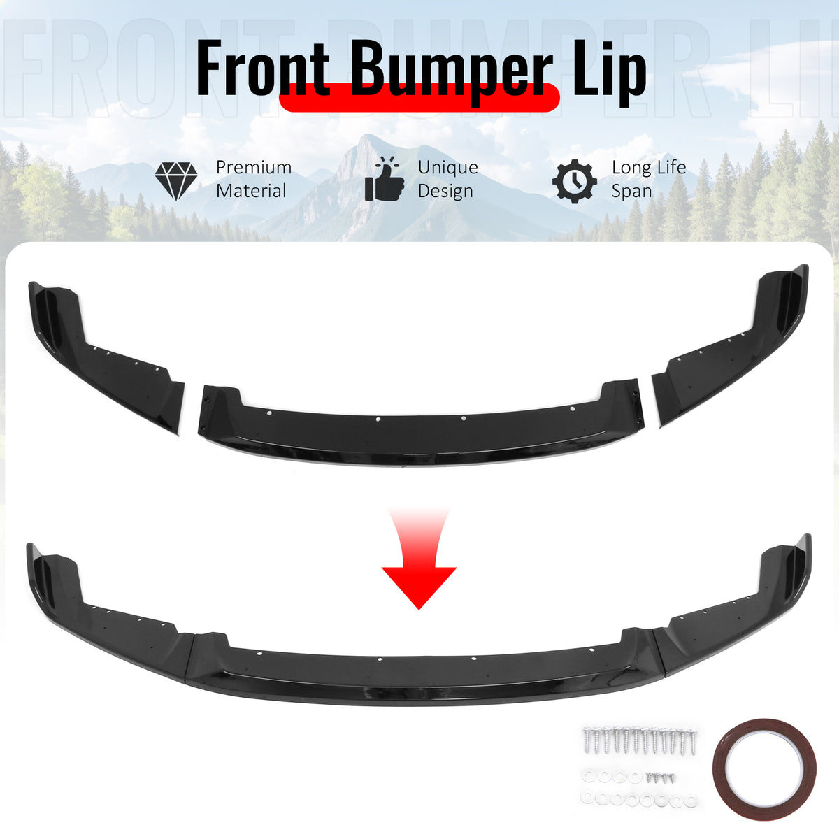 Fits 19-21 BMW F87 LCI M2 Competition CS Style Front Bumper Lip Gloss Black ABS