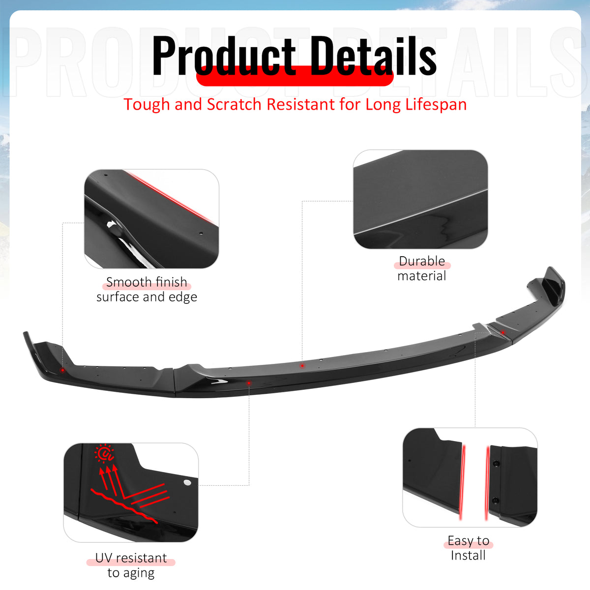 Fits 19-21 BMW F87 LCI M2 Competition CS Style Front Bumper Lip Gloss Black ABS