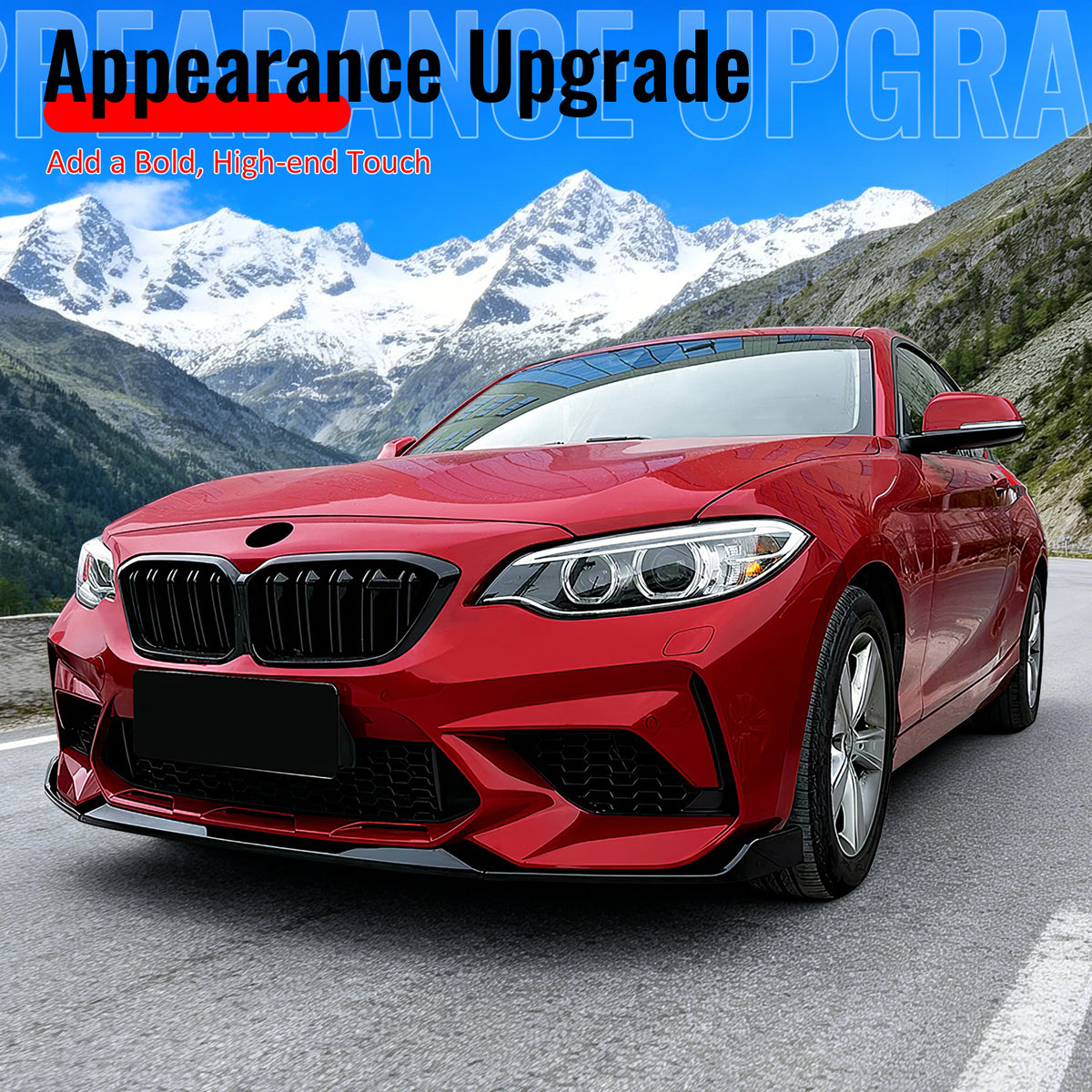 Fits 19-21 BMW F87 LCI M2 Competition CS Style Front Bumper Lip Gloss Black ABS