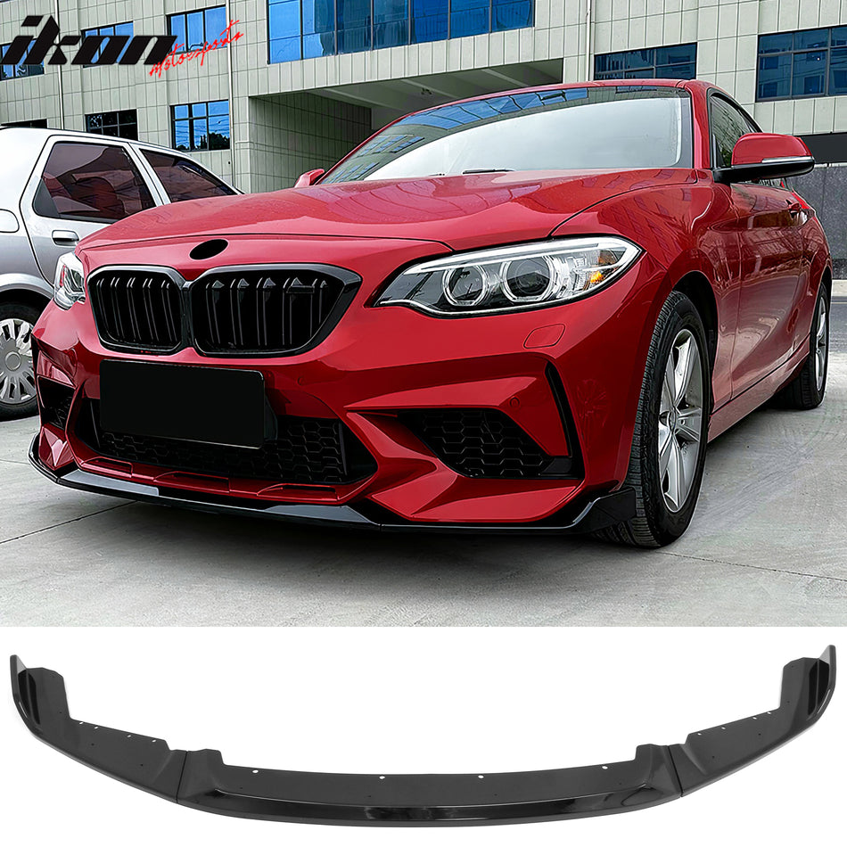 2019-2021 BMW F87 LCI M2 Competition CS Style Front Bumper Lip Gloss Black ABS 3PCS