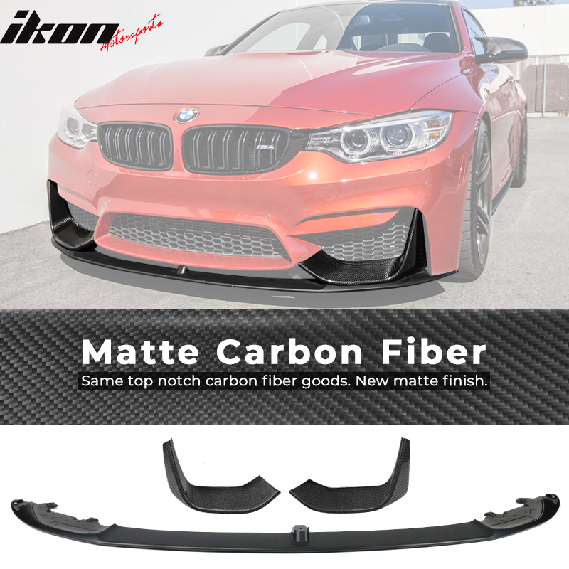 Fits 15-20 F82 F80 M3 M4 Carbon Fiber Front Side Splitters + Bottom Lip Spoiler