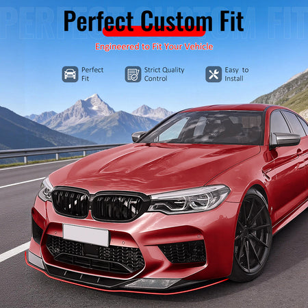 Fit 2018-2020 BMW F90 Pre LCI M5 Front Bumper Lip Carbon Fiber Print ABS