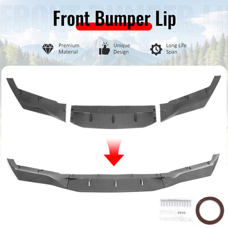 Fits 18-20 BMW F90 Pre LCI M5 R Style Front Bumper Lip Carbon Fiber Print ABS