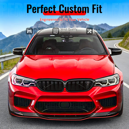 Fit 2018-2020 BMW F90 Pre LCI M5 Front Bumper Lip R Style Gloss Black ABS