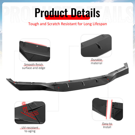 Fits 18-20 BMW F90 Pre LCI M5 R Style Front Bumper Lip Gloss Black ABS 3PCS Set