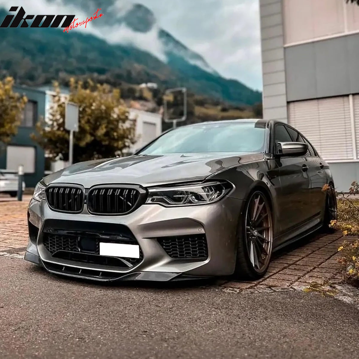 Fits 18-20 BMW F90 Pre LCI M5 R Style Front Bumper Lip Gloss Black ABS 3PCS Set