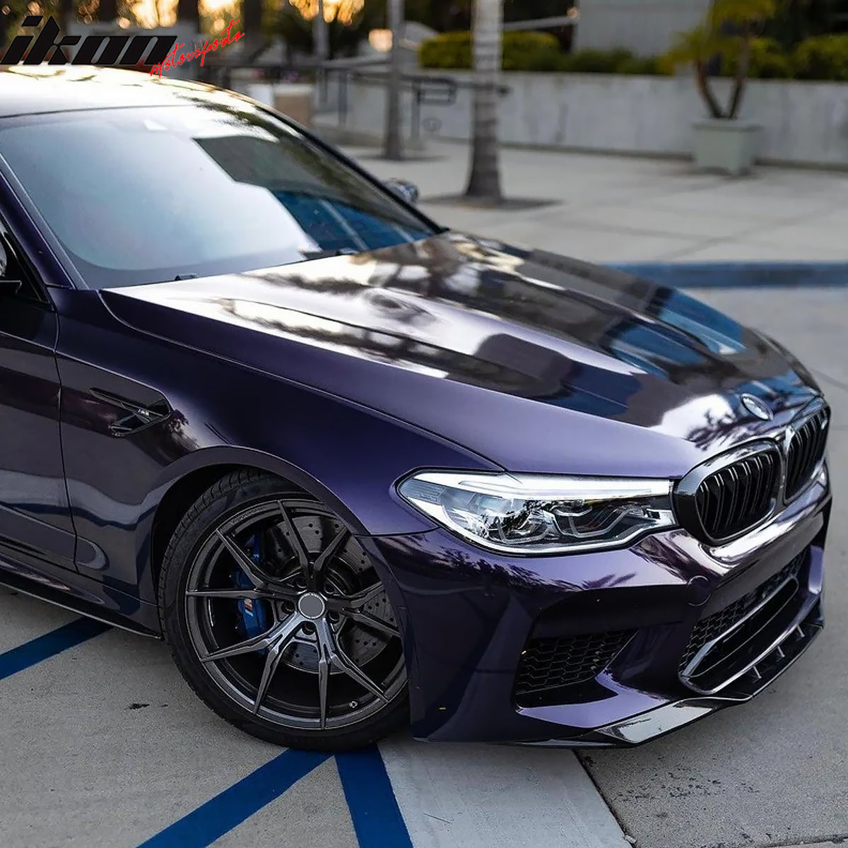 Fits 18-20 BMW F90 Pre LCI M5 R Style Front Bumper Lip Gloss Black ABS 3PCS Set