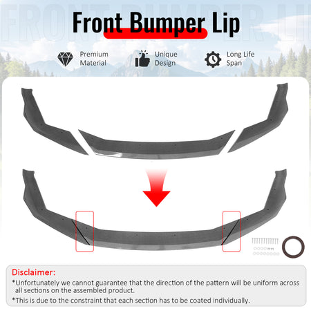 Fits 21-23 BMW F90 LCI M5 CS Style Front Bumper Lip Carbon Fiber Print ABS 3PCS