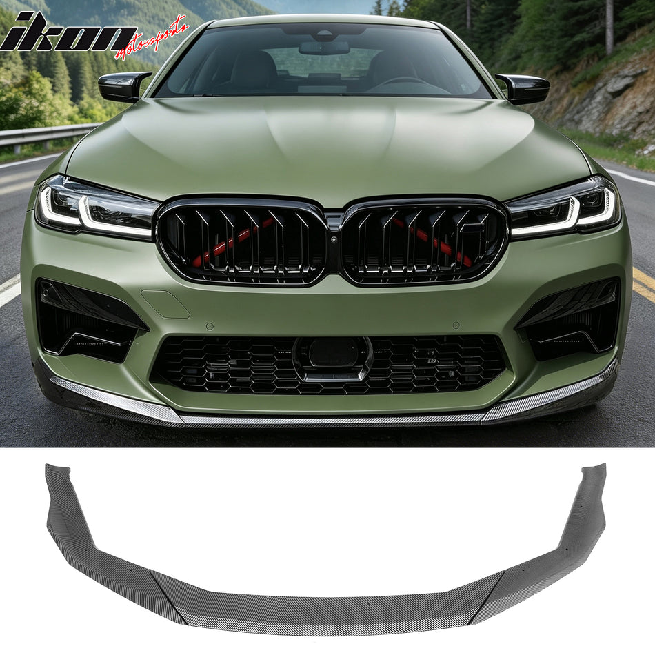 2021-2023 BMW F90 LCI M5 CS Style Front Bumper Lip Carbon Fiber Print ABS 3PCS