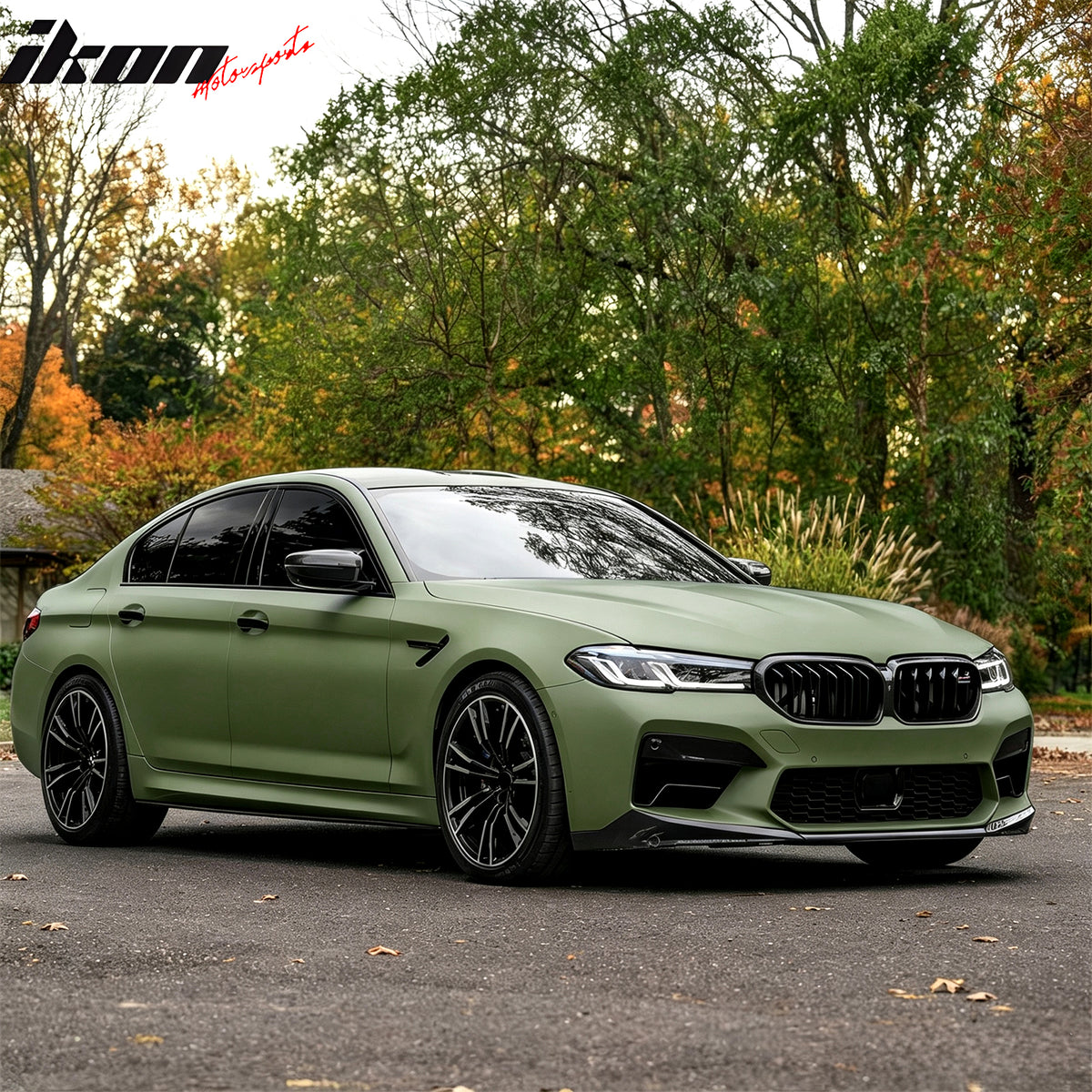 Fits 21-23 BMW F90 LCI M5 CS Style Front Bumper Lip Carbon Fiber Print ABS 3PCS