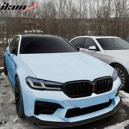 Fits 21-23 BMW F90 LCI M5 CS Style Front Bumper Lip Spoiler Gloss Black ABS 3PCS