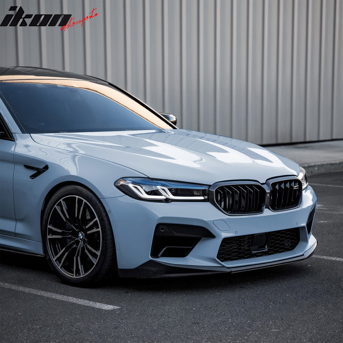 Fits 21-23 BMW F90 LCI M5 CS Style Front Bumper Lip Spoiler Gloss Black ABS 3PCS