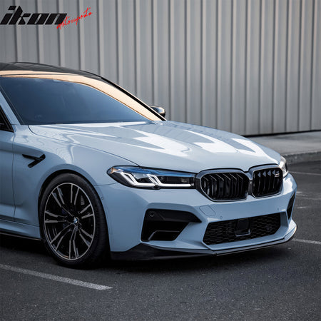 Fits 21-23 BMW F90 LCI M5 CS Style Front Bumper Lip Spoiler Gloss Black ABS 3PCS