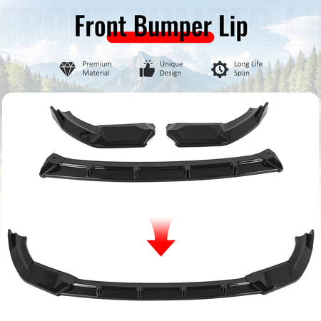 Fits 22-24 BMW LCI F97 X3M IKON Style Front Bumper Lip Chin ABS Gloss Black 3PCS