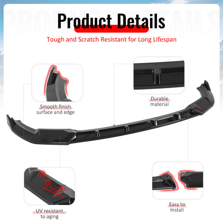 Fits 22-24 BMW LCI F97 X3M IKON Style Front Bumper Lip Chin ABS Gloss Black 3PCS