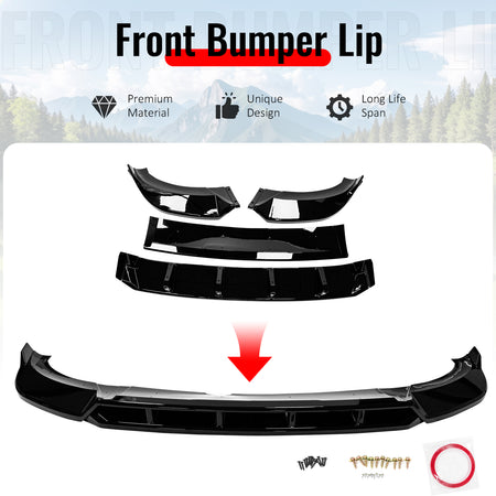 Fits 22-25 BMW X3 G01 X4 G02 M Sport LCI IKON Style Front Bumper Lip Gloss Black