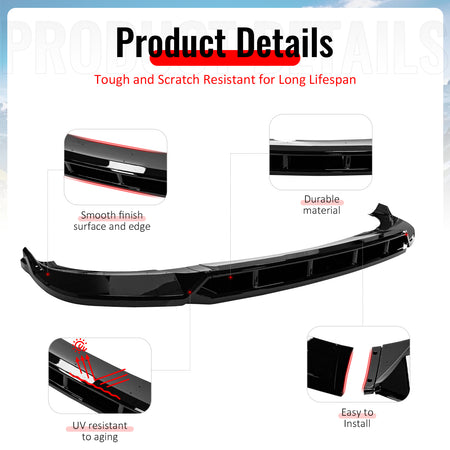 Fits 22-25 BMW X3 G01 X4 G02 M Sport LCI IKON Style Front Bumper Lip Gloss Black