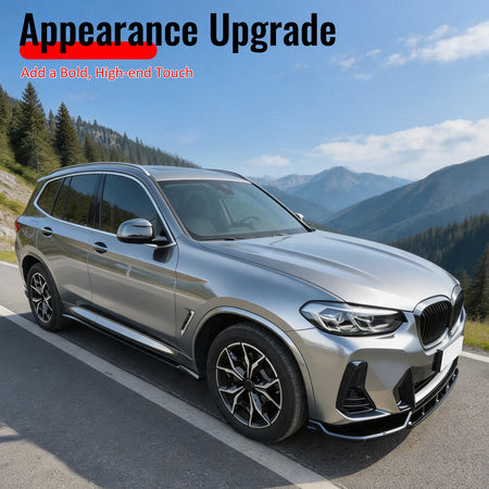 Fits 22-25 BMW X3 G01 X4 G02 M Sport LCI IKON Style Front Bumper Lip Gloss Black