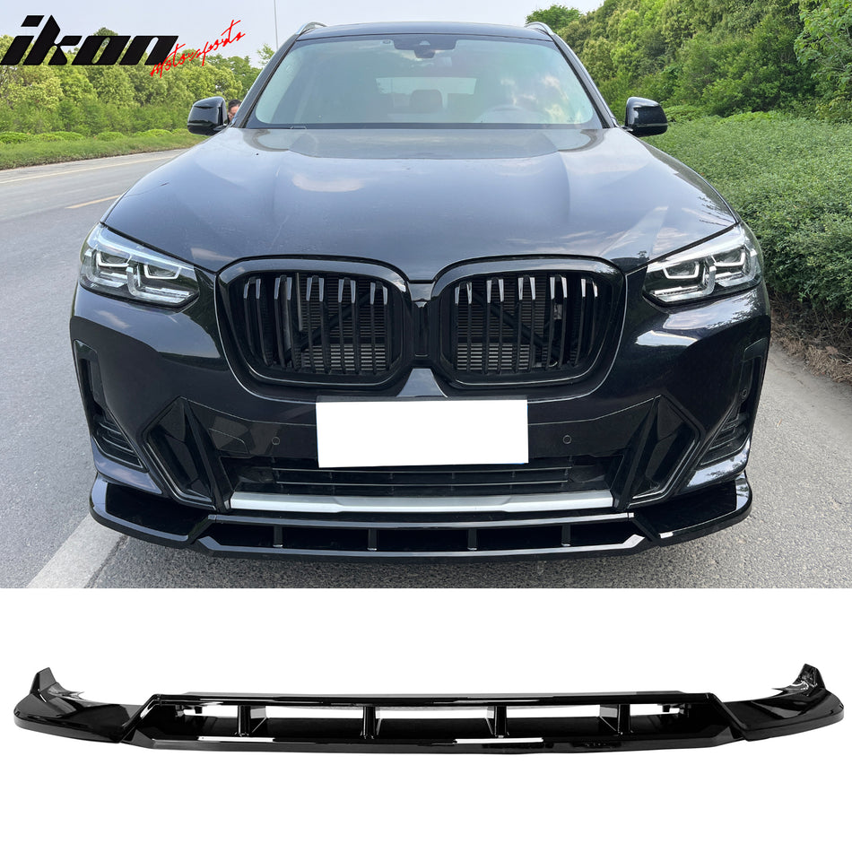 2022-2025 BMW X3 G01 X4 G02 M Sport LCI IKON Style Front Bumper Lip Gloss Black 4PCS